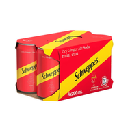 玉泉 - Schweppes Dry Ginger Ale Soda (紅黃色罐) (迷你罐-6 x 200ml) #08404810 玉泉乾薑味汽水