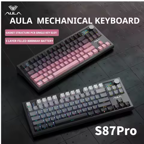 AULA S87 PRO Mechanical Keyboard Custom RGB Backlight Wireless Bluetooth gaming Keyboard with Displa