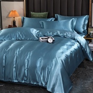 【Super low price】Luxury Satin  Bedding Set With Flat Sheet Duvet Cover High End Bedding Set  High De