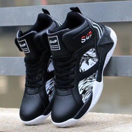 Korean Fashion Basketball Shoes For Men Cushioning Sports Running Shoes High Cut Casual Shoes#Q-3
