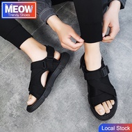 [MEOW] Sandal Lelaki Tapak Selesa Selipar Lelaki Viral Kasual Black Adjustable Bertali Men Sandals