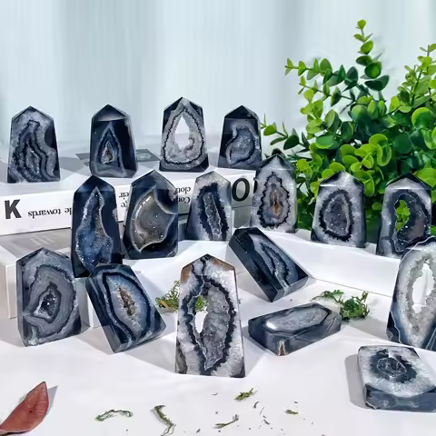 1PC Random High Quality Black Onyx Geode Agate Gate Natural Crystal Gate,Natural Crystal Decoration,