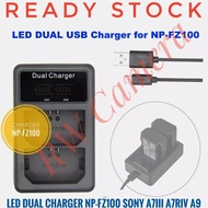 Dual Charger sony NP-FZ100 A7III A7RIV A9 A7IV A7RIII Double LED A7RV Battery