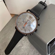 Armani手錶 亞曼尼手錶男生 阿瑪尼手錶 飛行員男錶 灰色漸變錶盤計時夜光石英錶 防水休閒皮帶錶 新品阿瑪尼男士腕錶AR11168