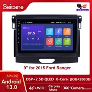 Seicane 9 นิ้ว 2.5D QLED หน้าจอสัมผัส Android 13.0 หูฟังเครื่องเล่นวิทยุสำหรับ 2015 Ford Ranger จีพี