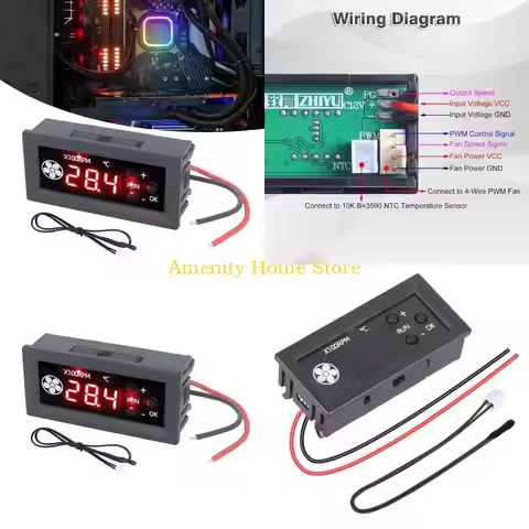 F26C 12V PWM 4 Wire Fan Speed Controller Module Fan For 3A Fan With Temperature Probes