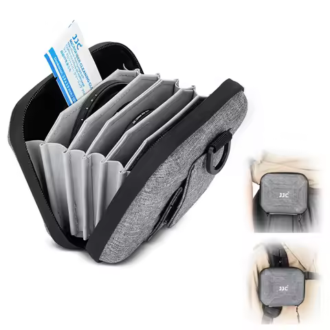 JJC 4 Pocket Filter Case for Circular Filter Up to 95mm W Belt Loop Dustproof Camera Filter Storage 