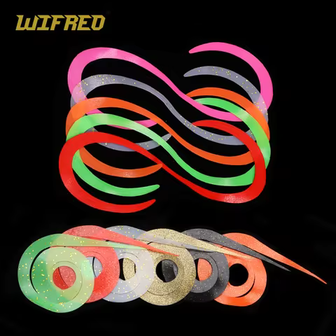 Wifreo 6pcs Silicone Wiggle Tail Rubber Skirts Replacement for Slider Jigs Tai Kabura Octopus Squid 