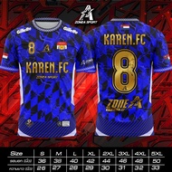 เสื้อบอลพิมพ์ลาย KAREN  FC.  กระเหรี่ยง  เสื้อกีฬาพิมพ์ลาย Zone A ชุดกีฬาใส่เล่นกีฬา ออกกำลังกาย ราค