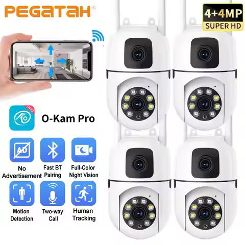 4PCS 8MP HD 2.4G Dual Lens Wifi Camera PTZ Outdoor Smart Night Vision Human Detection IP Security Pr