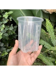 4入組蝴蝶蘭花盆塑料透氣控根盆綠山盆透明盆加厚熱帶盆栽