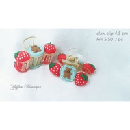 strawberry bear claw clip . shark clip for fringe . hair clip .