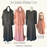 Set Jubah CEY dan khimar sulam CEY / Jubah Ironless dan Khimar