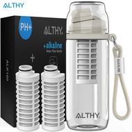 ALTHY Alkaline Water Filter Bottle，Up to PH 9.5，Added Minerals & Electrolytes，Composite Alkalize & F
