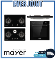 Mayer MMGH892HE 2 Burner / MMGH893HE 3 Burner [86cm] Gas Hob + Mayer MMSI903OT [90cm] Semi-Integrated Hood with Oil Tray + Mayer MMDO8R [60cm] Built-in Oven with Smoke Ventilation System Bundle Deal!!