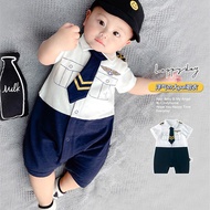 Hot！Newborn Baby Boy Clothes Pilot Costume Birthday Boss Baby Terno Christening Baptismal Cotton Rom
