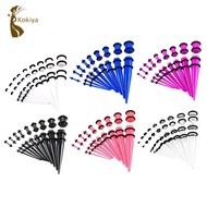 [kokiya] 18 Pieces Ear Gauges Stretching Kit Plugs Taper 14G-00G Expanders Piercings Jewelry