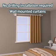 Curtain Curtain Hole-Free Installation Shading Shower Curtain Cloth Simple New Small Window Short Cu