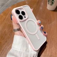 Sand Pink Magnetic Silicone Phone Case For IPhone 11 12 13 14 Pro Max Plus Mini XS Max XR 7+ 8+ Plus