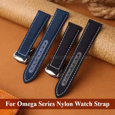 Blue Black Premium Quality Skin-friendly Breathable Nylon WatchStrap 19 20 21 22mm for Omega Seamast
