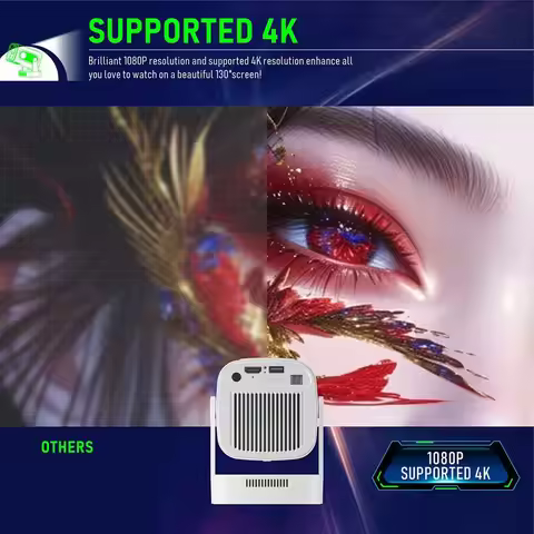 (ABGQ) HY260 PRO 1080P Android 11 4K Projector 200ANSI Wifi6 BT5.4 Cinema Outdoor Portable 180°Rotab