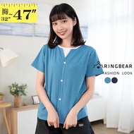 Versatile Slimmer Look Decorative Breasted Fake Two-Piece Stitching Contrast Color V-Neck Short-Slee