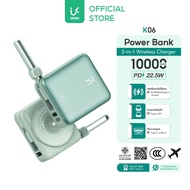 (CCC & มอก.) UKIKI Mini Powerbank 3-in-1 Wireless Charger 10000mAh ชาร์จเร็ว 22.5W สายในตัว Type-C /