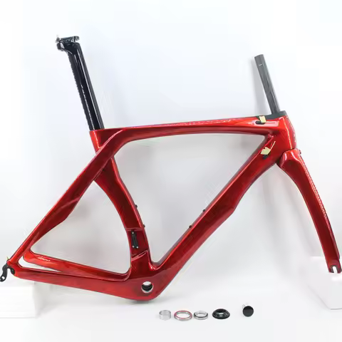 New RBK Ice Crack Red color 700C Racing Road Bike T1100 3K Full Carbon Fibre Bicycle Frame Carbon Fo