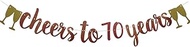 Cheers To 70 Years Banner Rose Gold Paper Glitter Party Decorations For 70TH Wedding Anniversary 70 