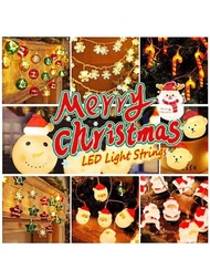 聖誕卡通形狀 Led 燈串,聖誕裝飾節日氣氛燈,家庭聚會戶外懸掛裝飾品,節日用品,家庭戶外燈串,可用於送禮