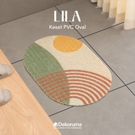 Dekoruma LILA Anti-Slip Oval PVC Doormat 40 x 60 cm
