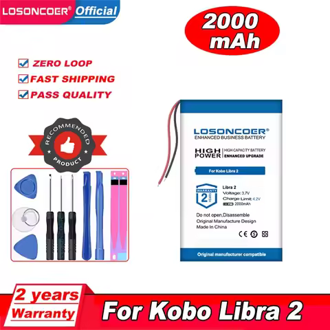 LOSONCOER 2000mAh Battery For Kobo Libra 2 Libra2 E-book Reader Battery