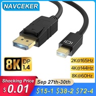 2026 Best 4K@144Hz DP 1.4 PC cable Thunderbolt 2K@165Hz Mini DP to DP cable 1.4 8K Mini Displayport 