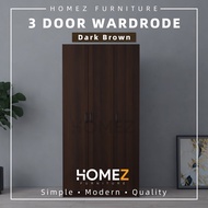 [PRE-ORDER: ETA: 29/05/24]  Homez 3 Door Wardrobe HMZ-WD-DT-6001 with 6 Shelves - 3 ft