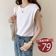[Taiwan Shipment] Korean Version Loose Plain Sleeveless Top Clothes Women's Clothing t-Shirt Short-S