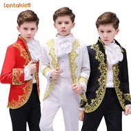 lontakids เด็กเข้ารูปพอดีชุดแจ็คเก็ตกางเกงศาลยุโรป Drama Stage Prince Charming ประสิทธิภาพชุดสำหรับง