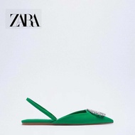 Zara Women's Shoes Black Rhinestone Pointed Toe Flat Classy Wedding Shoes Mules12506810040