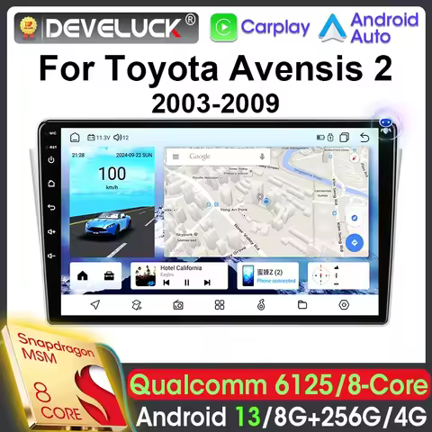2 Din Android 13 Car Radio Qualcomm SM6125 For Toyota Avensis T250 2 II 2003 - 2009 Car Intelligent