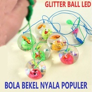 mainan glitter ball bola bekel nyala