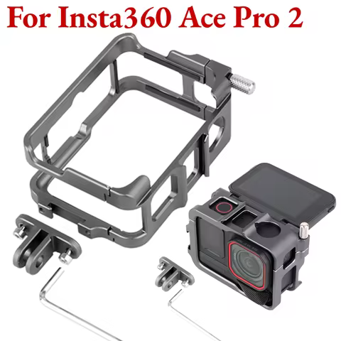 Aluminum Frame Cage W/ Cold Shoe Camera Frame Case Camera Cage for Insta360 Ace Pro 2 for Insta360 A