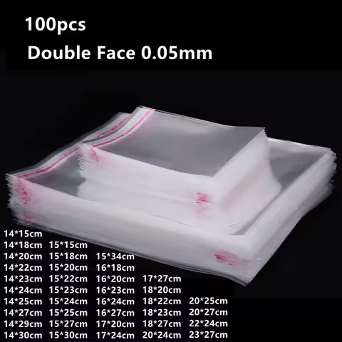 100pcs Transparent Bags For Gift Packaging Plastic Pouch Candy Cellophane T-Shirt Clothing Waterproo