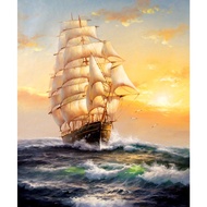 DIY Diamond Embroidery, Round Full Diamond beads Sunset, sailing boat， rhinestone Diamond painting diamond painting cross stitch,beads painting