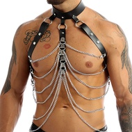Mens Fashion Harness Party Clubwear Body Shoulder Chest Belt Buckle PU Leather Harness Gay Male Punk