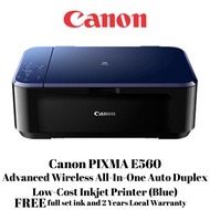 Canon PIXMA E560 Advanced Wireless All-In-One Auto Duplex Low Cost Printer Blue E 560