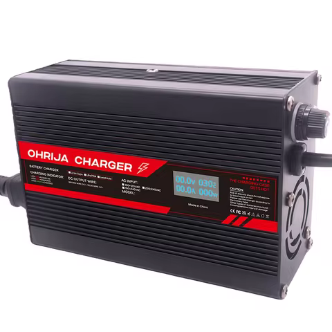 67.2V 4A Lithium Battery Charger LED Indicator for 16 string 59.2V Fireproof Shell Over Current Volt