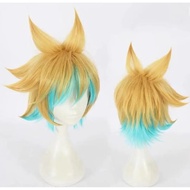 Cosplay Ezreal Wig Gold Blue Mixed Wig Anime Party Wig