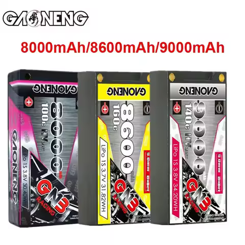 GNB 1S 3.7V/3.8V 8000mAh/8600mAh/9000mAh 100C/120C/140C/160C HV Shorty Lipo Battery For RC Four Driv