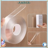 AMBER Nano Tape, Double-sided Strong Sticky Two Side Tape, Reusable Transparent Waterproof Seamless 