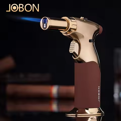 JOBON Adjustable Flame Size DUAL Style Butane Torch Lighter Refillable Blow Torch with Flame Lock fo