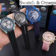 弧形接口橡膠帶適用於 Omega X Swatch Joint MoonSwatch 20mm 男士女士防水運動手手